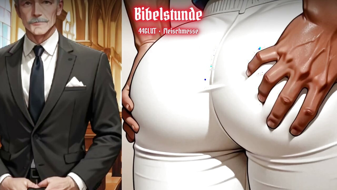 Der alte Verehrt fickte den arsch eines Gläubigen in der Kirche .44GLUT - Bibelstunde schwules hentai-Musikvideo