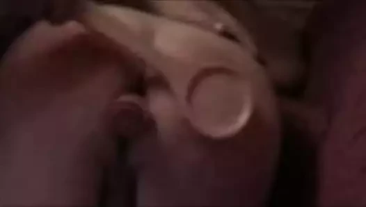 Spoon spanking with dildo