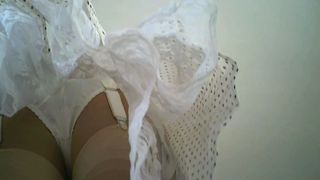 Garter Belt With Ivory Stockings