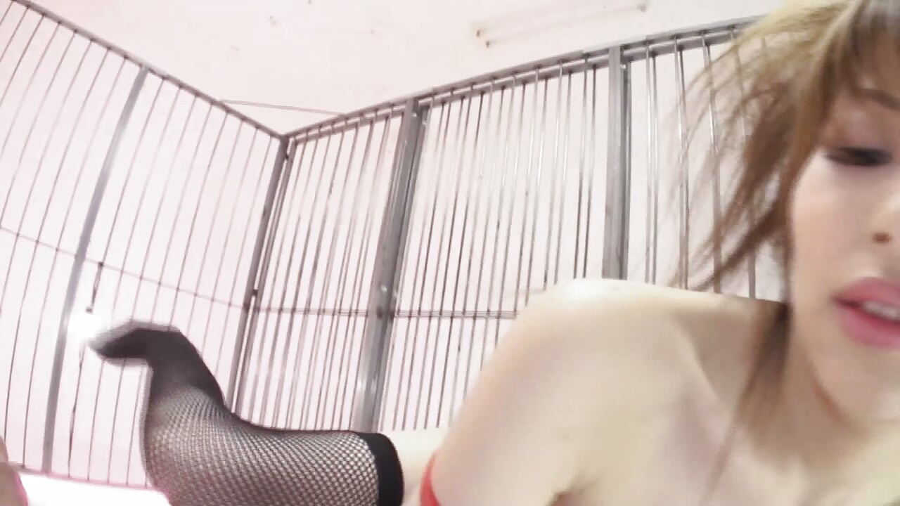 Japanese Slut in Red Lingerie Gets Her Hairy Pussy Destroyed