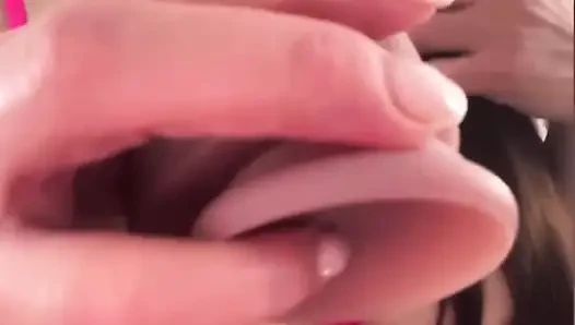 My stepsister with big tits showed how deep she can suck cock