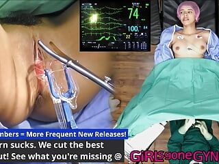 Aria Nicole Уретра получает катетер как она стерилизуется, пока доктор Тампа выполнил "процедуру" в GirlsGoneGynoCom