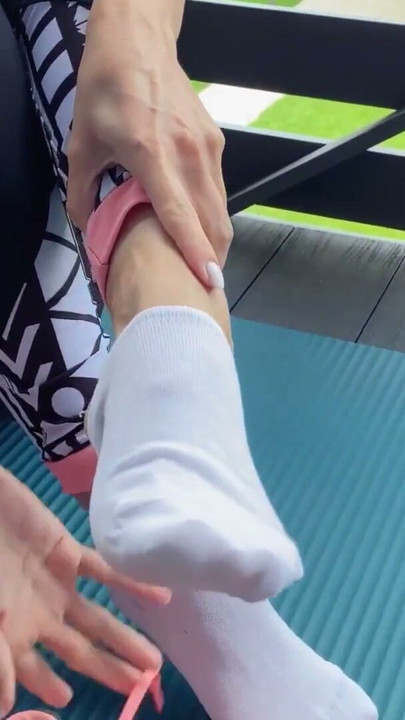 I Let Fan Fuck My Feet in White Socks and Horny Pussy till Cumshot on Feet POV | Clip 2