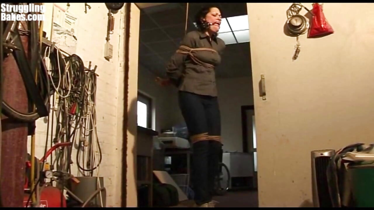 Steffi Dangling on Rope Tightly Ballgagged