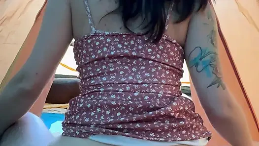 Amateur royal couple. Summer and camping season with anal sex in a tent in nature is here