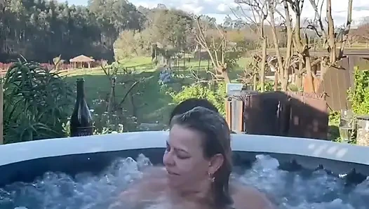 Outdoor Sex with a Hot Blonde MILF in a Hot Tub - Jacuzzi