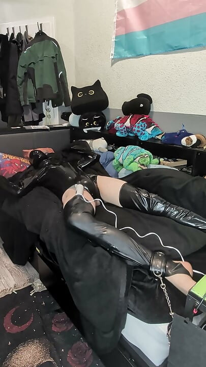 latex bondage with vibrator