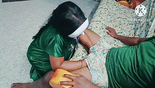 Tamil - Desi girl seducing her boyfriend and gave nice blow to take him on bed - erotic moaning with tamil audio