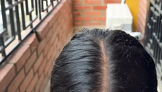 stepsister showing too much on the balcony, she likes me to put his cock in her until she makes her cum