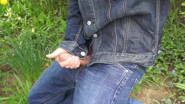 Beautiful cock in jeans having fun