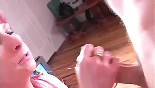 Desperate Amateurs Angie and Caprice suck cock first time on film