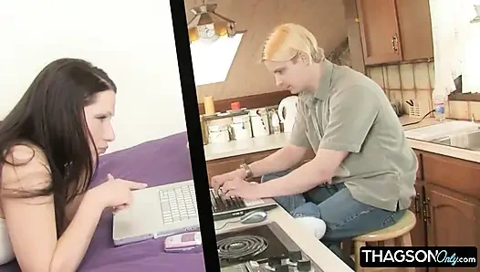 Brunette Babe Sucks and Gets Fingered by Her Lover