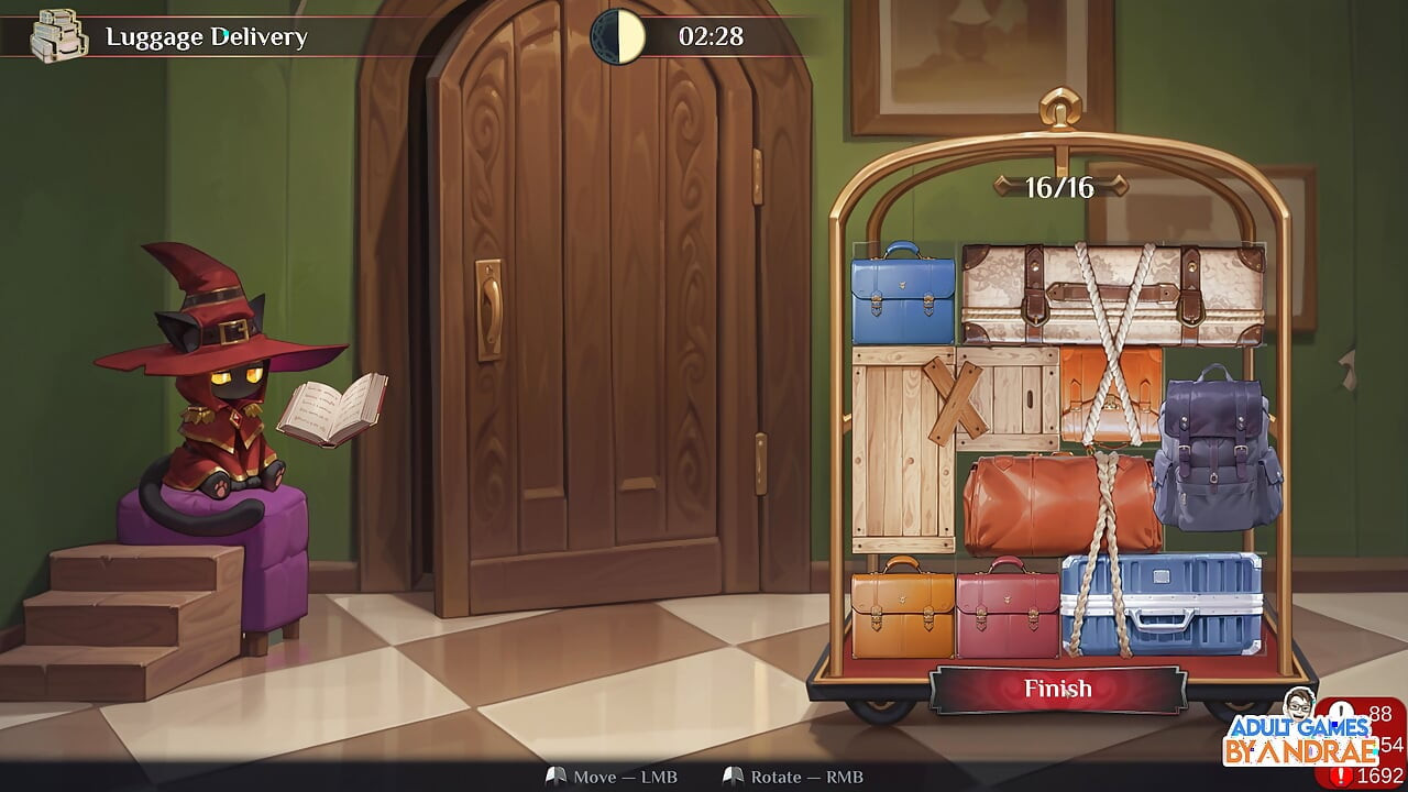 Hotel Tales Gameplay Part 3 – Helping Nikki Sort the Suitcases and Bathe Griselda the Huntress