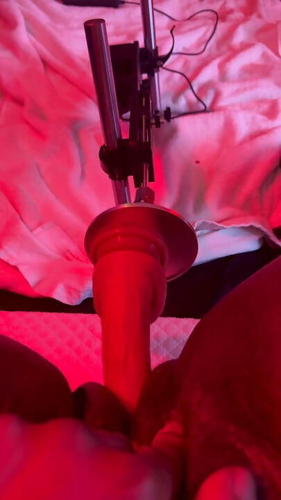 Trans woman alone with sex machine