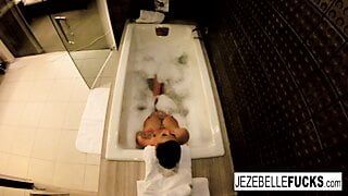 Jezebelle Bond films herself taking a bath