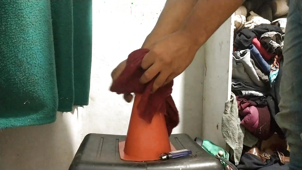 Sitting on an orange pussy to open my ass