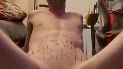 Getngetout88's huniliating BBC dildo fuck with body writing
