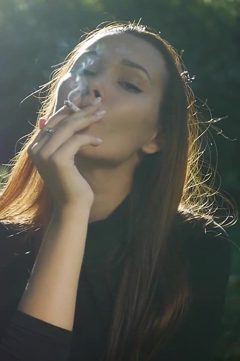 Seductive Russian Beauty Smoking Cigarette Outdoor Vibes