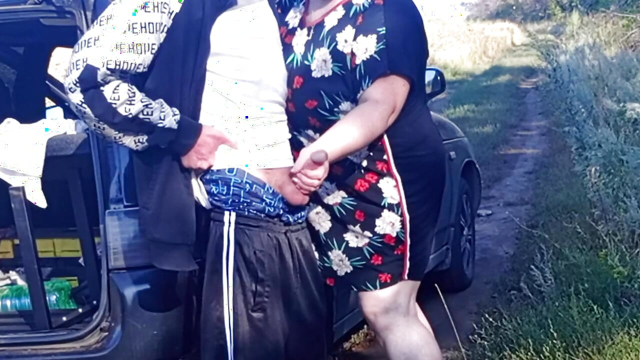 Stepmom holds my dick while I pee and then sucks it in public