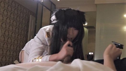 Handjob, Abspritzen auf Atago, Transen-Cosplayer (Re-Upload)