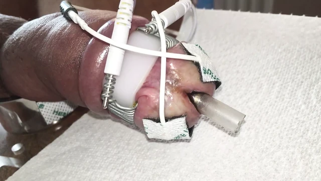 Pumped cock and heavily electrostimulated glans cums loads