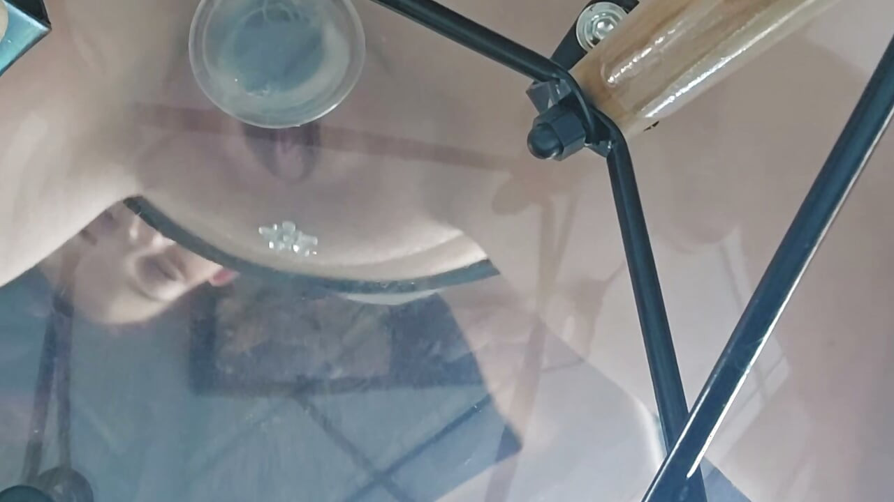 Close up translucent dildo fucking