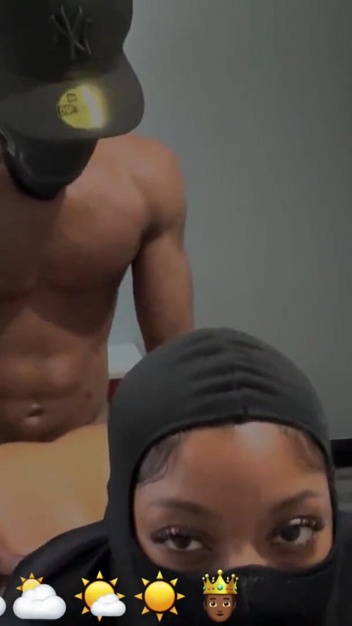 Juicy booty masked Ebony gets fucked by skinny dude. Part 2 | Clip 1