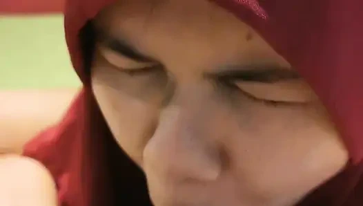 Muslim widow just ate a big after a long absence.