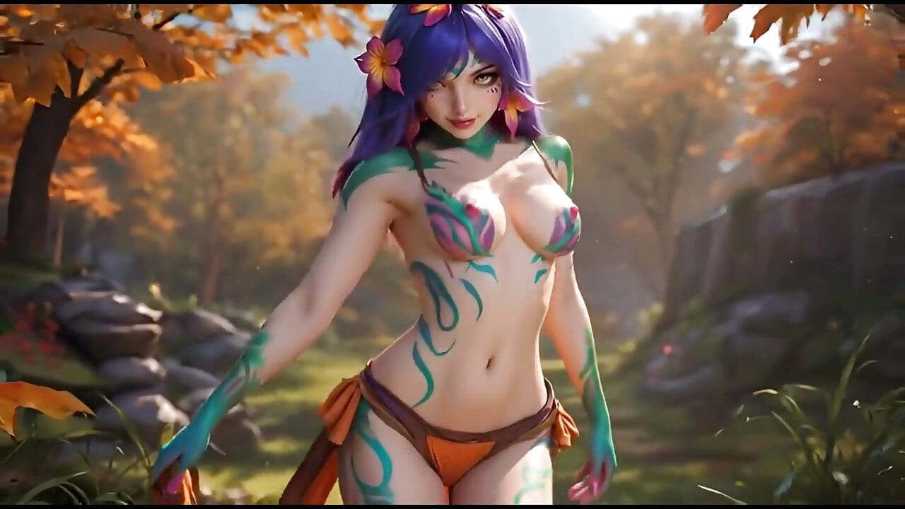 Heiße Neeko im Wald Bikini und Gesichts-Sperma-Shot