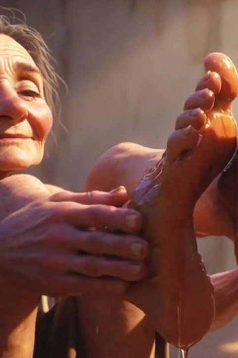 Granny Foot Oil Session - Feeling Intense Pleasure & Craving Tongue