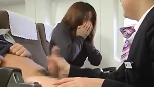 Japanese stewardess handjob - censored