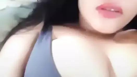 Indonesian big tits girl teasing on live
