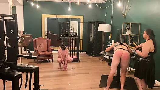 Klaffende anal-subs wurden von dommes pulsierendem spielzeug weit gedehnt
