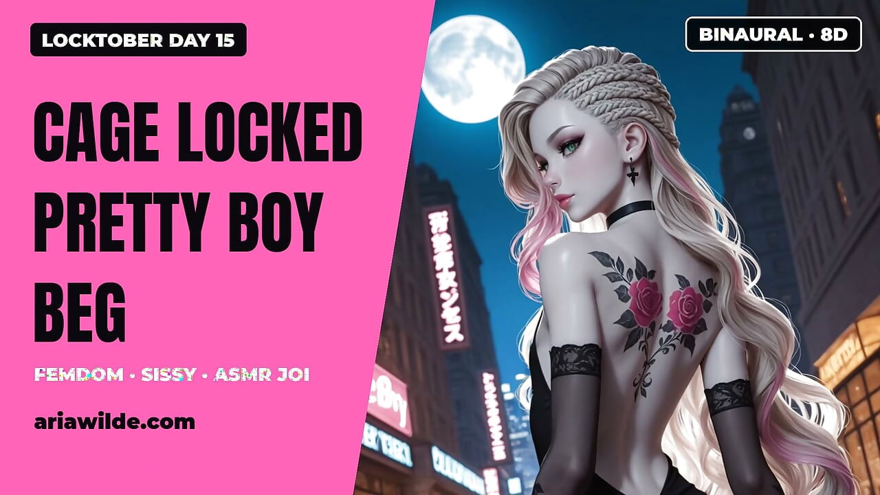 Locktober Day 15 Cage Locked Pretty Boy Beg Chastity Femdom Sissy ASMR JOI BINAURAL