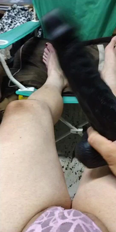 slapping my tiny balls with bbc dildo