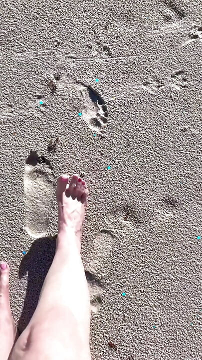 Comparing Size 16 Feet to Sand Prints at the Beach