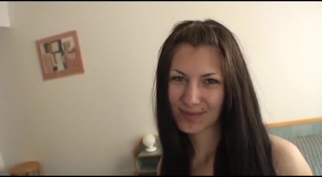 Amateur German brunette sprayed with jizz after hard fuck