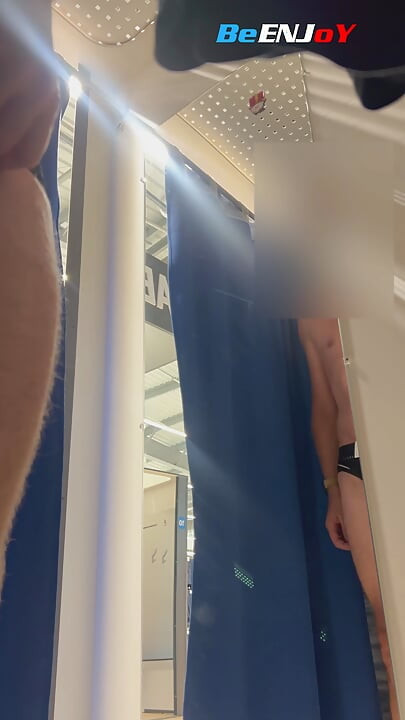 BeENJoY - 2nd very risky video in the booth- grabs twice while jerking off and I open the curtain 3 times completely naked