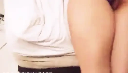 After a brutal anal sex session, the lustful brunette licks the cum off the table.