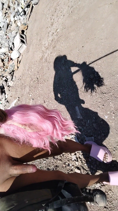 Jaw-dropping moment from "Cute hot slut in minidress can't stand it and gets naked in public but discovers man watching her"