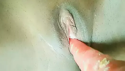 Extreme inserting big carrot in my pussy hole pussy