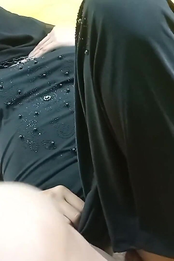 Pretty Girl in Hijab Playing with Officer's Cock for Signature