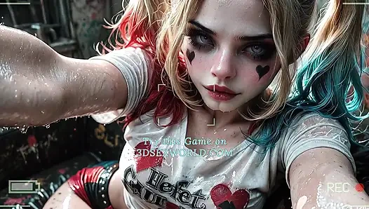 Yaramaz Harley Quinn döl içinde banyo yapıyor (gerçekçi yapay zeka oluşturuldu)