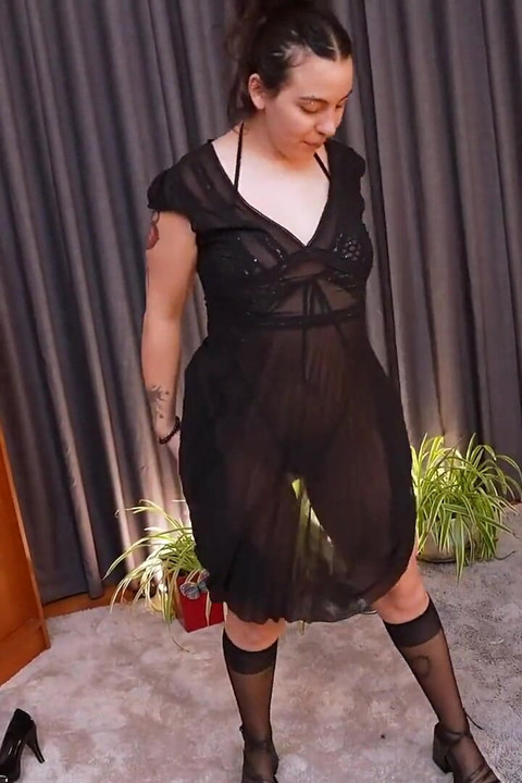 Naughty Pierced Brunette in Nylon Knee Socks Dances and Masturbates with Dildo