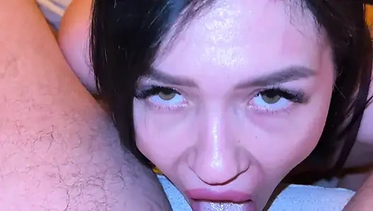 very hot mouth and eye-contact