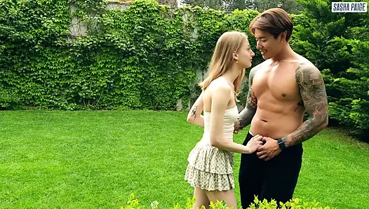 Cute Homemade Girl Fucked with Her Asian Gardener Titus Low in the Backyard of Her House!