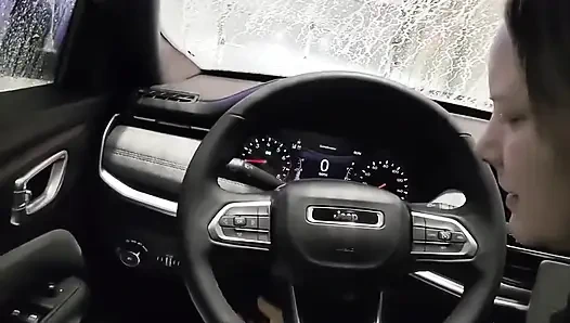 Car Wash Blowjob and Breaking the Condom POV