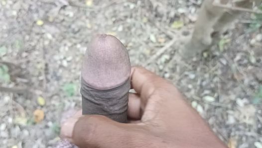 Masturbation, garçon desi à grosse bite dans la jungle