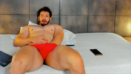 BIGGER LATIN  COCK  IN  RED UNDERWEAR