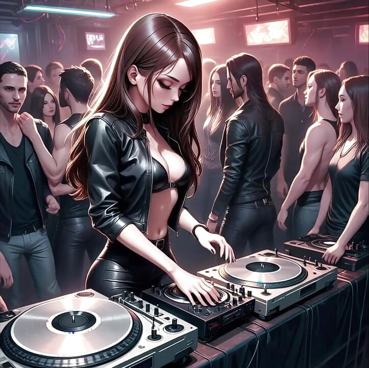 Synthwave Retrowave DJ set Anime SFW AI